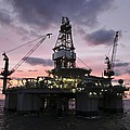 Oil rig at dawn